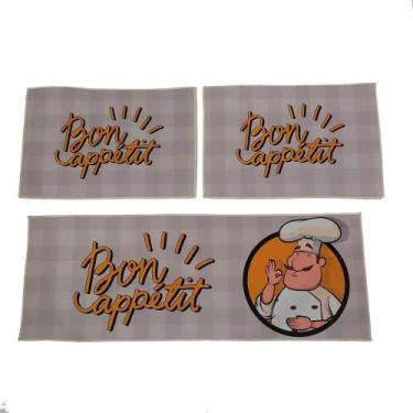 Imagem de Kit 3 Tapetes De Cozinha Allegra - Jolitex Chef - Jolitex Tapetes