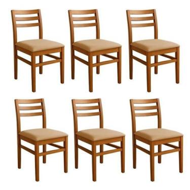 Imagem de Kit 6 Cadeiras para Sala de Jantar em Madeira Maciça Diamante - RUBIM 