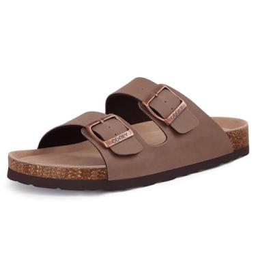 Imagem de ODOLY Sandália antiderrapante unissex com palmilha de cortiça, suporte de arco, sandálias de verão ao ar livre com fivela ajustável para mulheres e homens, Marrom, 9 Women/7.5 Men