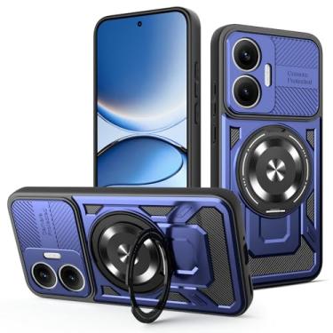 Imagem de Kukoufey Capa compatível com REDMI Turbo 4 Pro, compatível com Xiaomi Poco F7 5G, compatível com MagSafe, suporte magnético giratório de 360 graus, capa de telefone antiqueda, azul