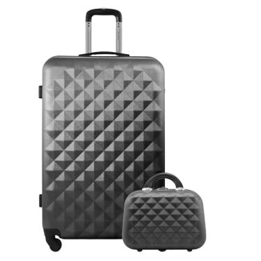Imagem de Kit Mala de Viagem Grande 32kg Rígida ABS Rodas 360 com Frasqueira Gladiador Diamond D1G (Grafite)