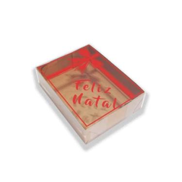 Imagem de Caixa de Natal para Presente, 4 tamanhos, 10 unidades, Papel e Visor Acetato, Embala Cristal (Kraft Vermelho,11.5 x 8 x 4)