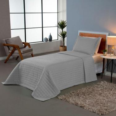 Imagem de Kit Cobre Leito Matelado Copacabana 2 Peças Solteiro 100% Poliéster Percal 300 Fios - Cinza