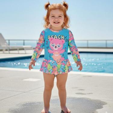 Imagem de Macacão Proteção Solar Maiô Bebê UV50 Estampa Divertida Conforto e Seg