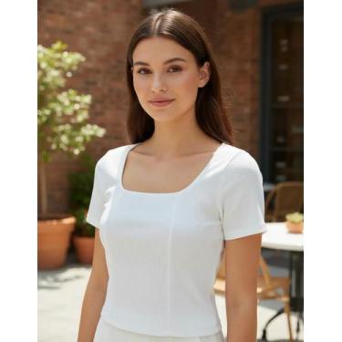 Imagem de Blusa Cropped Canelado Costura Lateral Feminino Zanca Modas, P, Branco