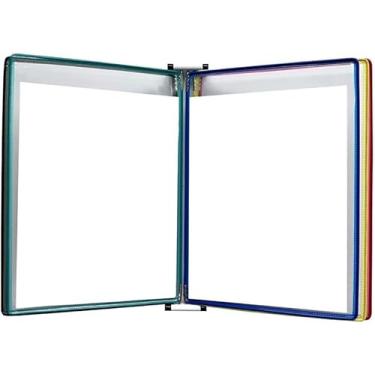 Imagem de Rack de exibição de catálogo montado na parede, suporte magnético para flip, suporte de placa A4, organizador de arquivos de revistas multicoloridas para fácil referência e gerenciamento eficiente do