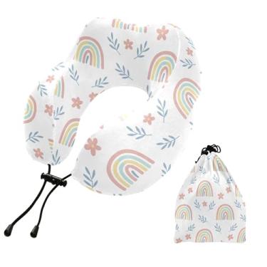 Imagem de Burbuja Almofada de pescoço Rainbow Twigs para viagens, almofada de viagem de espuma viscoelástica para dormir, suporte de cabeça de avião de carro, lavável na máquina e portátil