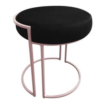Imagem de Puff Love Suede Base Rose Drossi Preto - D' ROSSI