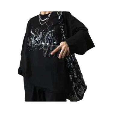 Imagem de Camisetas Masculinas Oversize De Manga Longa Y2k Estilo Gótico Hip-hop