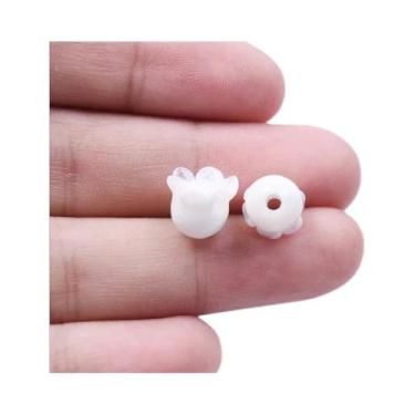 Imagem de Contas De Vidro Coloridas 20pçs Morango Persimão Olhos Azuis Flor Cont