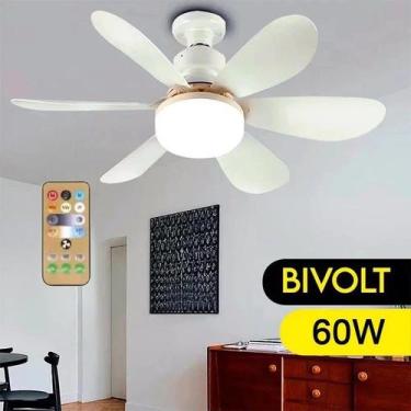 Imagem de Ventilador de teto com luz LED, controle remoto de 6 pás, 42cm - None