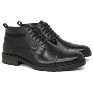 Imagem de Bota Masculina Democrata Astro Couro Cadarço Garage Confortável, Preto