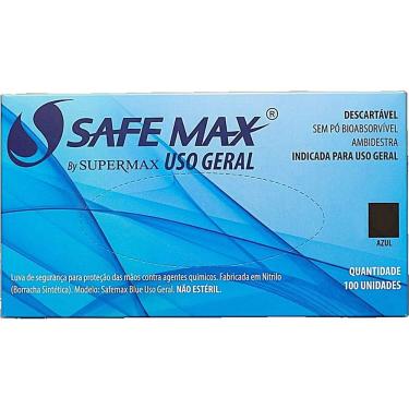 Imagem de Luva Nitrílica Descartável Safemax Blue sem Látex para Procedimento Não Cirúrgico Azul...