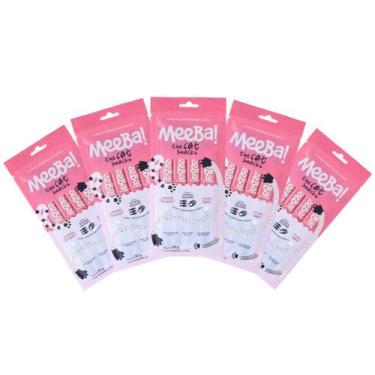 Imagem de Kit 5 Meeba Snack Natural Úmido Atum E Salmão 20 Sachê 14g