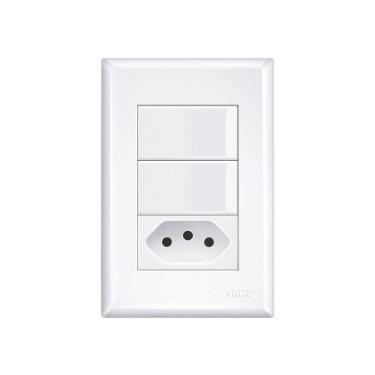 Imagem de Interruptor Simples Duplo e Tomada 2P+T 20A Fame Evidence com Placa 4x2 Branco