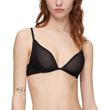 Imagem de Calvin Klein Sutiã feminino transparente marquisette sem forro, Preto, 32C