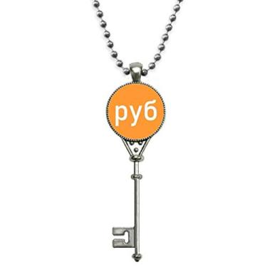 Imagem de OFFbb-USA Colar vintage com pingente de rublo RUB com símbolo da moeda da Rússia