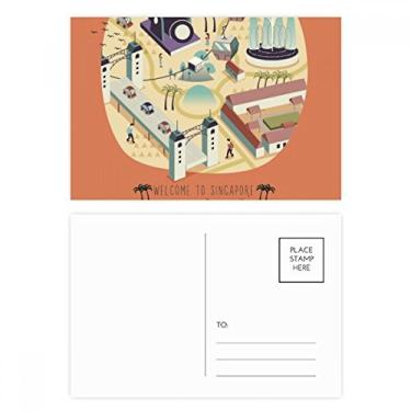 Imagem de Bem-vindo ao conjunto de cartões postais de aniversário de Singapura Landmarks