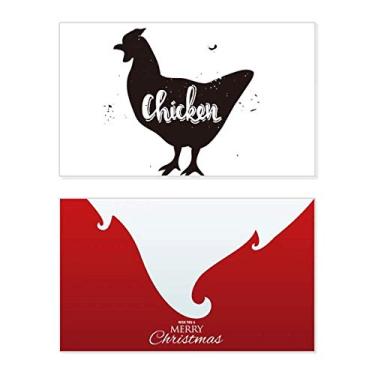 Imagem de Frango preto e branco Animal Holiday Holiday Merry Christmas Cartões de parabéns Mensagem de Natal