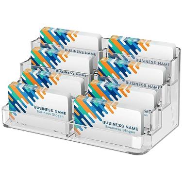 Imagem de (Card- Holder-8 Pocket) - MaxGear 8 Pocket Desktop Clear Acrylic Business Card Holder Business Card Stand for Desk or Counter Keep Business Cards in Immaculate Condition,400 Capacity