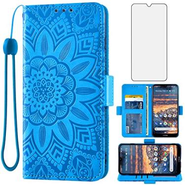 Imagem de Asuwish Capa de telefone para Nokia 4.2 com protetor de tela de vidro temperado e carteira de couro de flor flip com suporte para cartão de crédito acessórios de celular magnético Nokia 4.2 meninos