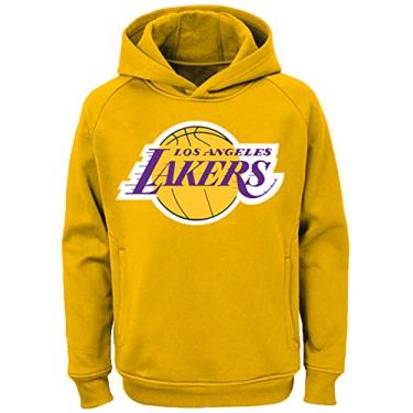 Imagem de Moletom pulôver com capuz com logotipo primário de desempenho da equipe juvenil da NBA Outerstuff, Los Angeles Lakers Yellow, Large 14/16