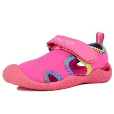 Imagem de Nautica Sapato aquático de proteção infantil, sandália esportiva de bico fechado | menino - menina (criança grande/criança pequena/criança), rosa, 21