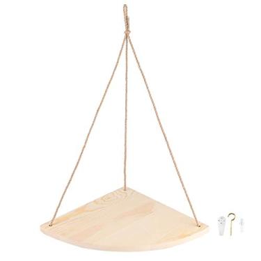 Imagem de Prateleira de parede, prateleira em forma de leque, suporte de armazenamento de canto para pendurar em formato de leque, corda de cânhamo, decoração de casa, organizador rústico de economia adiciona
