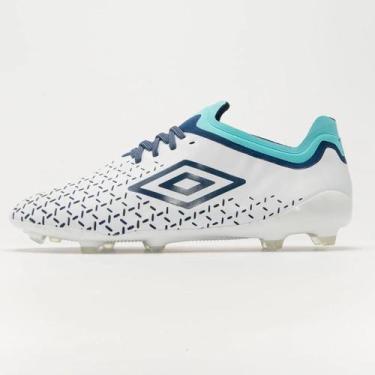 Imagem de Chuteira Campo Umbro Velocita 5 Pro Fg, Branco, Azul, 38, Unissex
