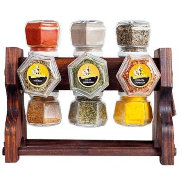 Imagem de Porta Temperos Giratório Madeira Temperos Inclusos 12 Peças 3150 - La 