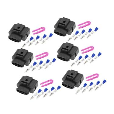 Imagem de A ABSOPRO Conjunto de 6 4 pinos No.1J0973724 bobina de ignição bobina de ignição conector adaptador plugue clipe de substituição para VW para Audi para substituição de item Skoda