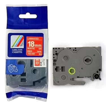 Imagem de IDIK 1PK Fita de etiqueta laminada padrão branca sobre vermelha compatível com Brother P-Touch TZe-445 TZ445 TZe445 (18 mm x 8 m)