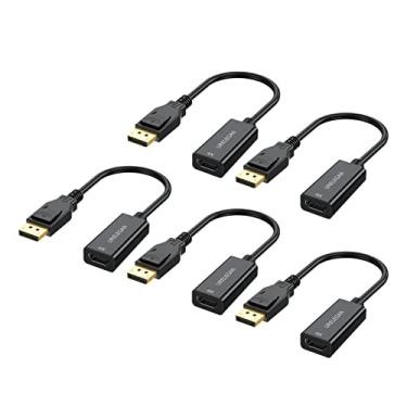 Imagem de URELEGAN Adaptador Displayport para HDMI pacote com 5, 4K UHD não bidirecional, porta DP para HDMI, cabo macho para fêmea, compatível com computador, computador, monitor, projetor, HDTV