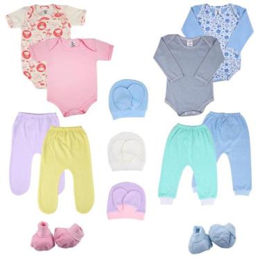 Imagem de Kit Maternidade 15 Peças Body Mijao Luva Touca Sapatinho - Taya Baby, 