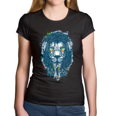 Imagem de Baby Look Algodão Leão Reggae - Foca na Moda, Preto, GGG