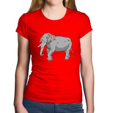 Imagem de Baby Look Algodão Elefante Ilustração - Foca na Moda, Vermelho, GGG