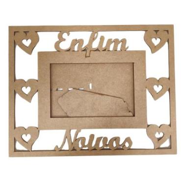 Imagem de Porta Retrato Com Corações Enfim Noivos 27x22cm Em MDF - Ateliê Arte C