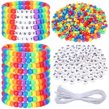 Imagem de Highergo Kit de fabricação de pulseiras de contas da amizade, 1200 peças, kit de artesanato de contas DIY de fim de ano com cordão elástico de 944 polegadas para casamento, despedida de solteira,