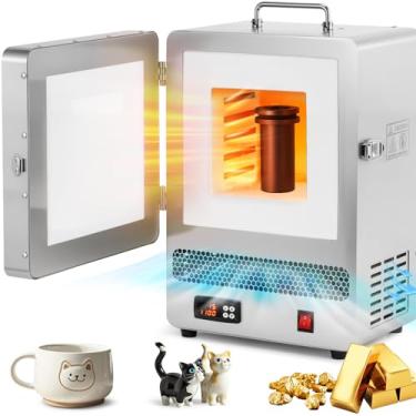 Imagem de NEWTRY Forno de derretimento de metal, forno elétrico de 1500 W com controle automático de temperatura para fundição de alumínio, fundição de cera e cerâmica DIY