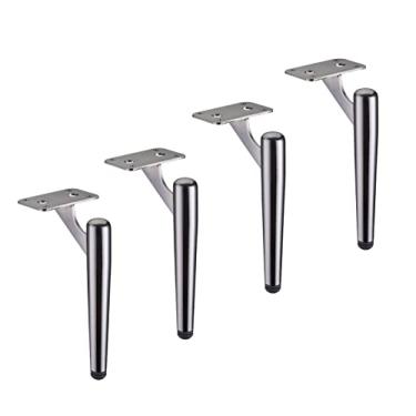 Imagem de Conjunto de 4 pernas de móveis pernas de sofá de metal moderno suporte de móveis pés de substituição para sofá cadeira bandeja elevada pés, bronze preto -25 cm