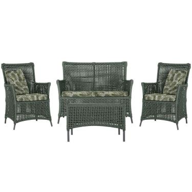 Imagem de Jogo Sofá E 2 Poltronas E Mesa Igapó Preta E5 Trama Original Verde