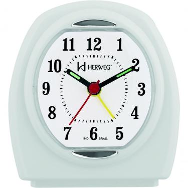 Imagem de Relógio Despertador Quartz Pilha Pequeno Branco - Branco