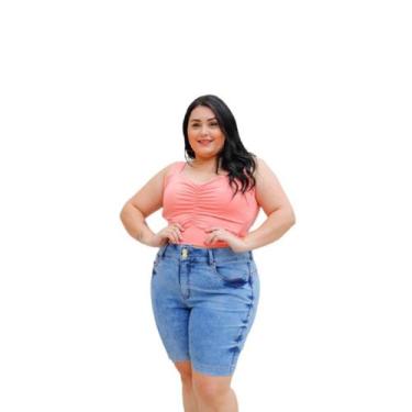 Imagem de Bermuda Jeans Plus Size Adulto Feminina - Olv Jeans, Azul, 52