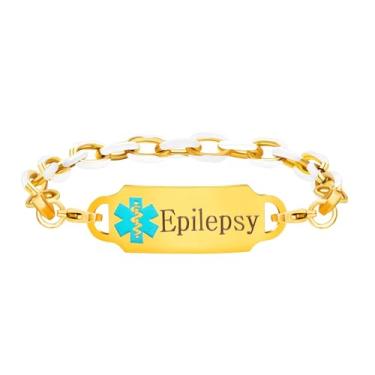 Imagem de Zircobic Joias médicas de aço titânio esmaltado – Pulseira de alerta de saúde de emergência, ID gravada a laser personalizada para esportes e fitness, YA5176, Adjustable, Aço inoxidável, Sem Pedra