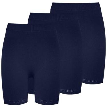 Imagem de Kit 3 Bermuda Sem Costura Feminina Trifil Modeladora Legging, Marinho,