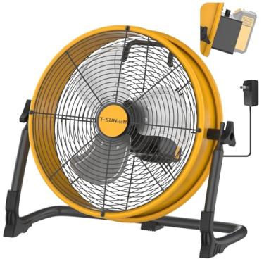 Imagem de T-SUNiceM Ventilador De Chão De 12" Operado Por Bateria Para Dewalt, Bateria Máxima De 20 V, Ventilador Portátil Com Adaptador Ca E Saída Usb, Ventilador Industrial De Metal De Alta Velocidade, Vent