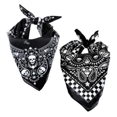 Imagem de Bandana Lenco Estampado Rock Caveira Moda Kit Com 2 Bandanas - PINK RO