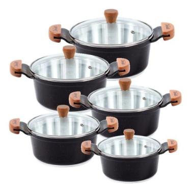 Imagem de Jogo Panelas Preto Liso Alumínio Usinado Javali Am 16 A 24