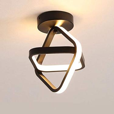 Imagem de KSSTEVNBD Luminária de teto moderna com montagem embutida, lustre decorativo para sala de estar, lustre branco com sombra acrílica para sala de jantar, quarto, banheiro, cozinha, banheiro/preto/branco