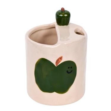 Imagem de JMCRATE Caneca de café expresso 283 g 3D maçã cerâmica canecas de café porcelana copo de café pintado à mão vários usos para cozinha, jantar - verde